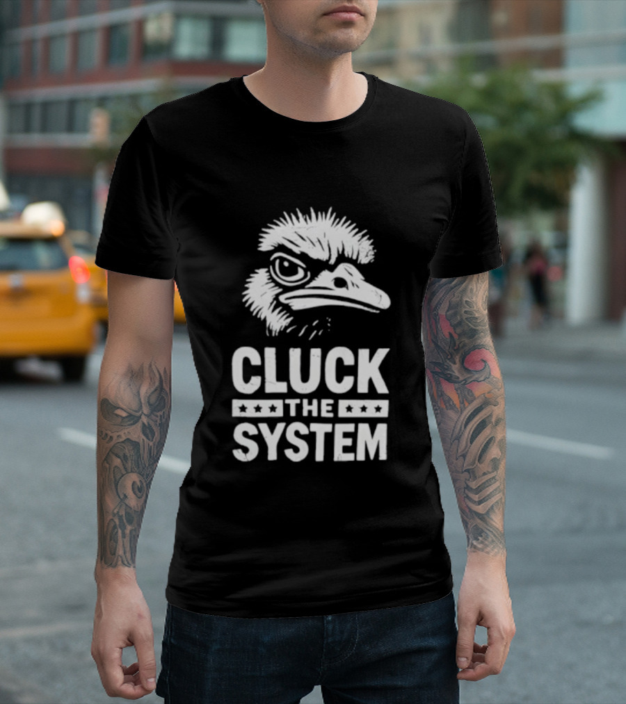 Bold Eagle Head Cluck The System Protest T-Shirt