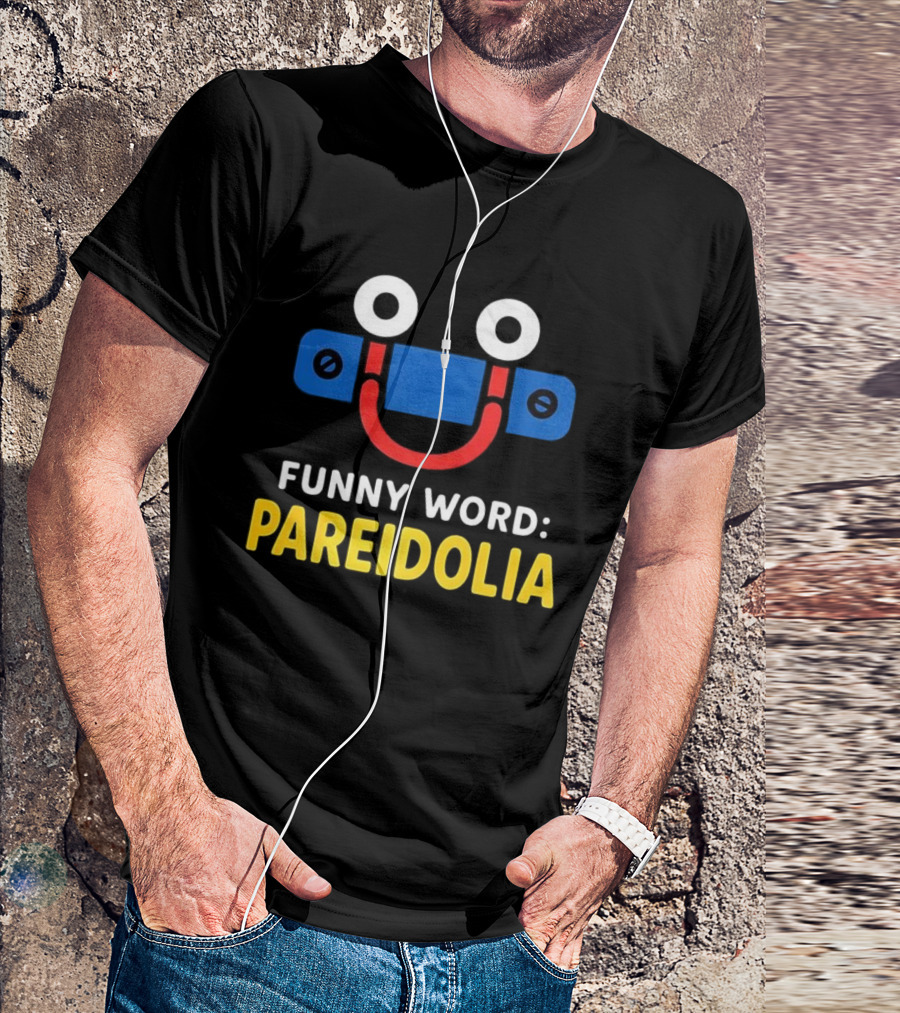 Funny Word Pareidolia Smiling Face Design T-Shirt