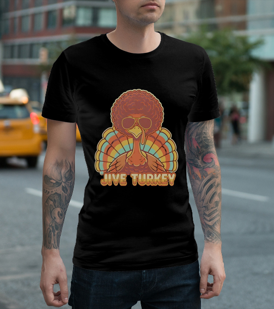 Jive Turkey Retro Thanksgiving Afro Sunglasses T-Shirt