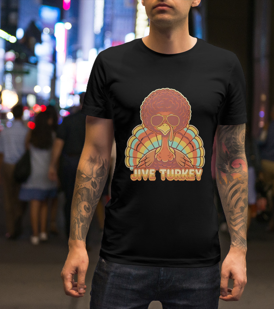 Jive Turkey Retro Thanksgiving Afro Sunglasses T-Shirt