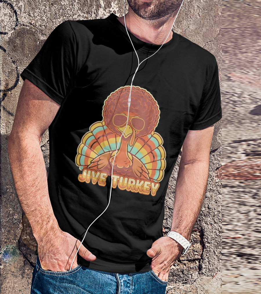Jive Turkey Retro Thanksgiving Afro Sunglasses T-Shirt