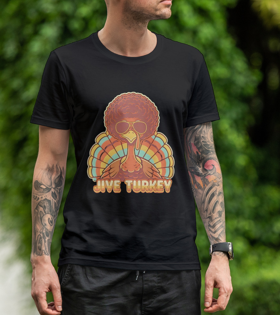Jive Turkey Retro Thanksgiving Afro Sunglasses T-Shirt