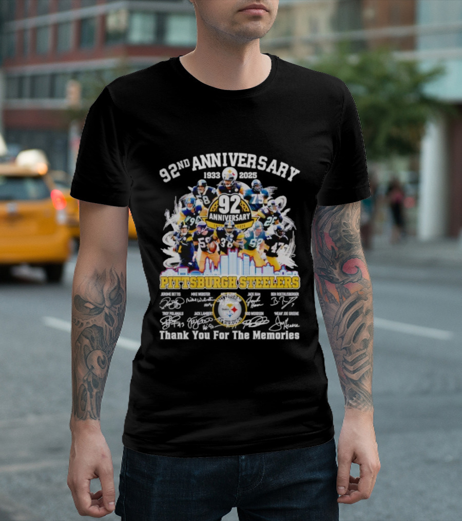 Pittsburgh Steelers 92nd Anniversary 1933-2025 Thank You For The Memories 92 Anniversary 1933-2025 T-Shirt