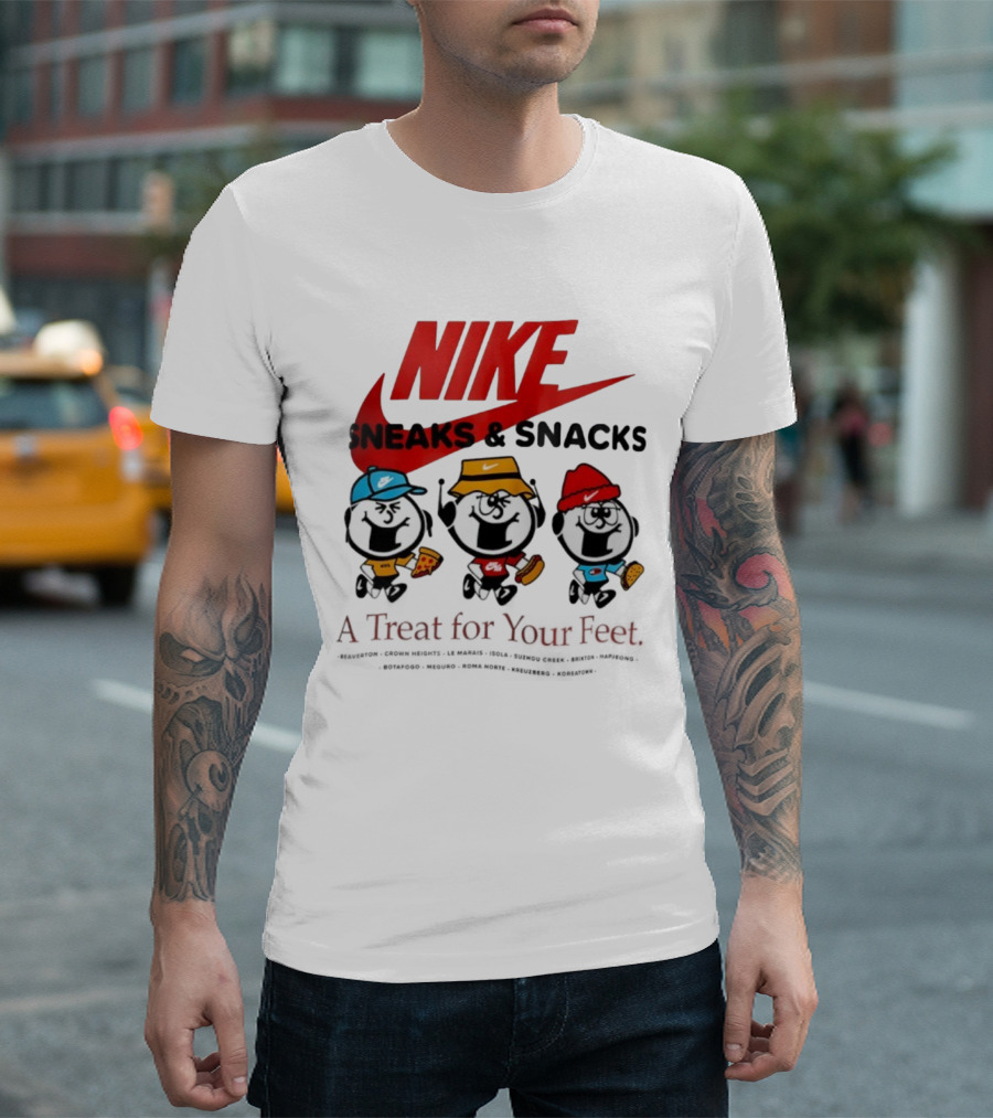 NIKE Sneaks And Snacks A Treat For Your Feet Pizza Burgers Tacos T-Shirt