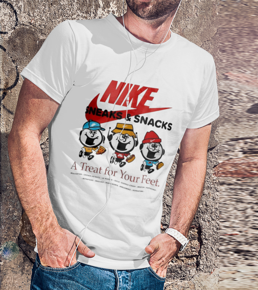 NIKE Sneaks And Snacks A Treat For Your Feet Pizza Burgers Tacos T-Shirt