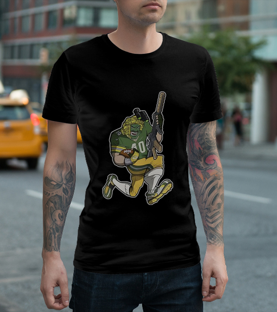 Jordan Love Green Bay Packers Football Soldier Armed Kneeling Illustration T-Shirt