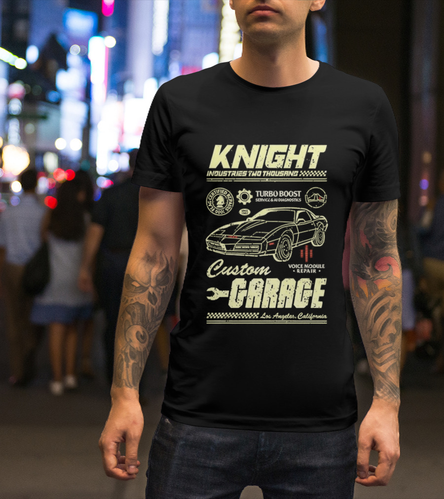 Knight Industries Turbo Boost Custom Garage Vintage Los Angeles California T-Shirt