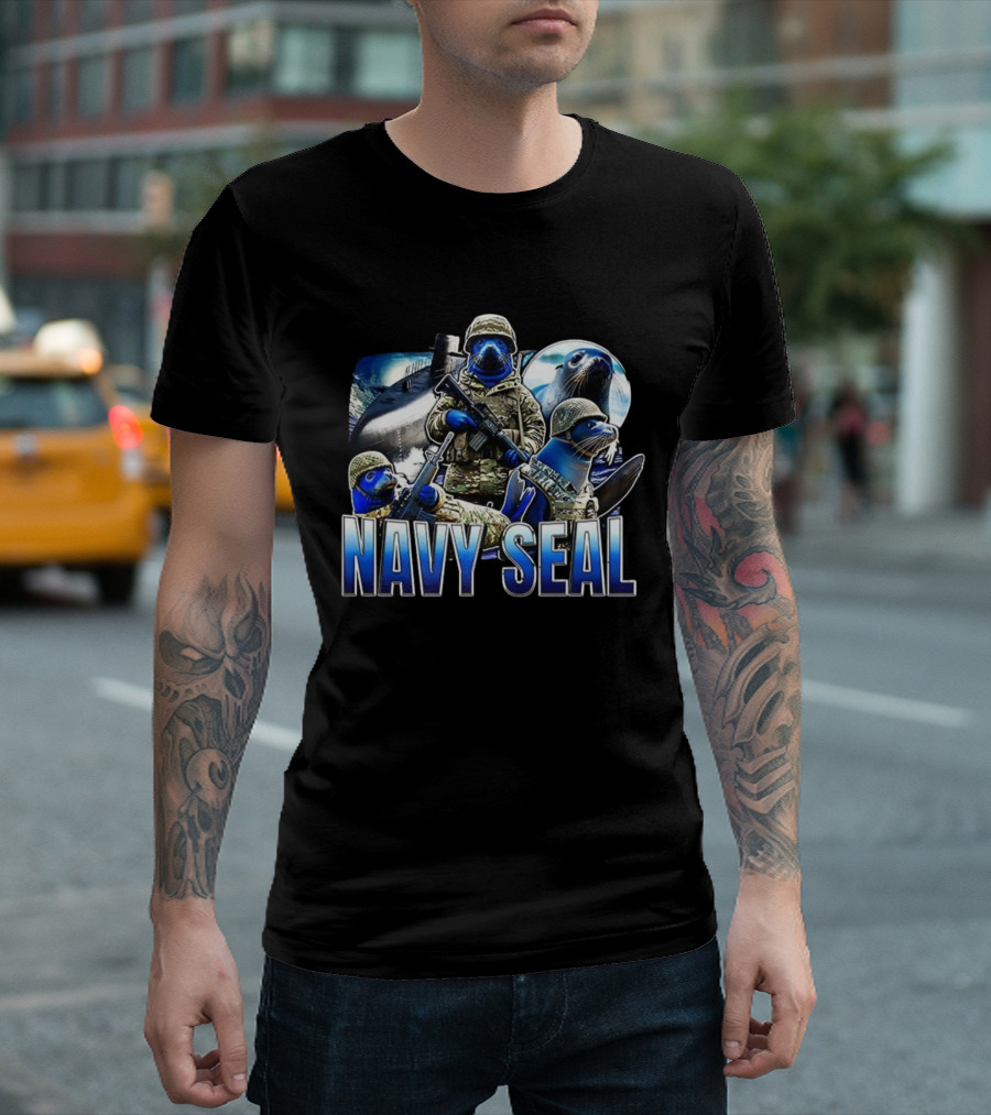 Navy Seal Funny Soldier Parody With Armed Seals In Military Uniforms T-Shirt