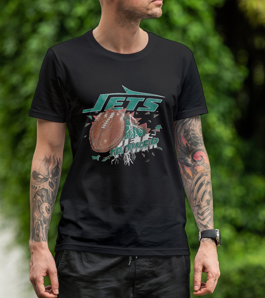 New York Jets Power Football Lightning 90s Vintage T-Shirt