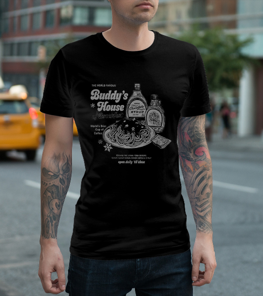 Buddy’s House Of Breakfast Syrup Pancakes Christmas T-Shirt