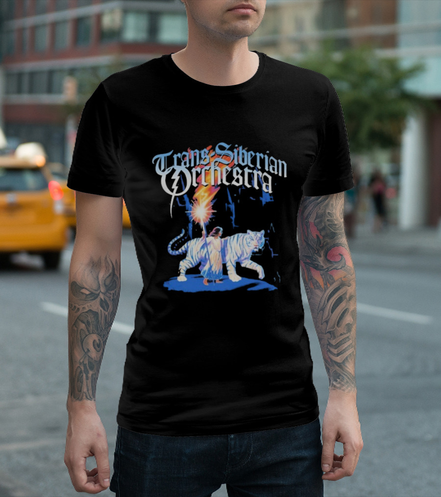 Trans-Siberian Orchestra Fire Torch With Child And White Tiger T-Shirt