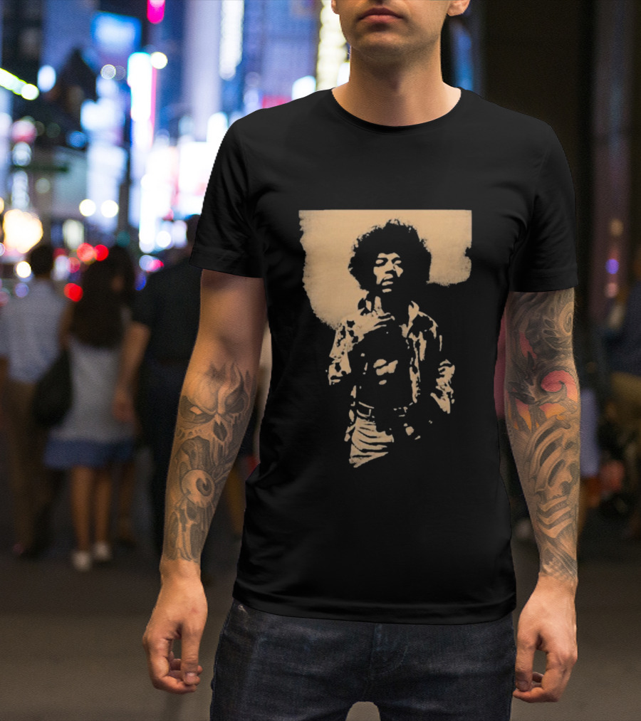 Bob Marley Jimi Hendrix Sepia 70s Vintage Style T-Shirt