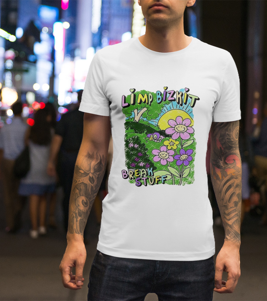 Limp Bizkit Break Stuff Flower Sun Tree Hand Drawn Paintings T-Shirt