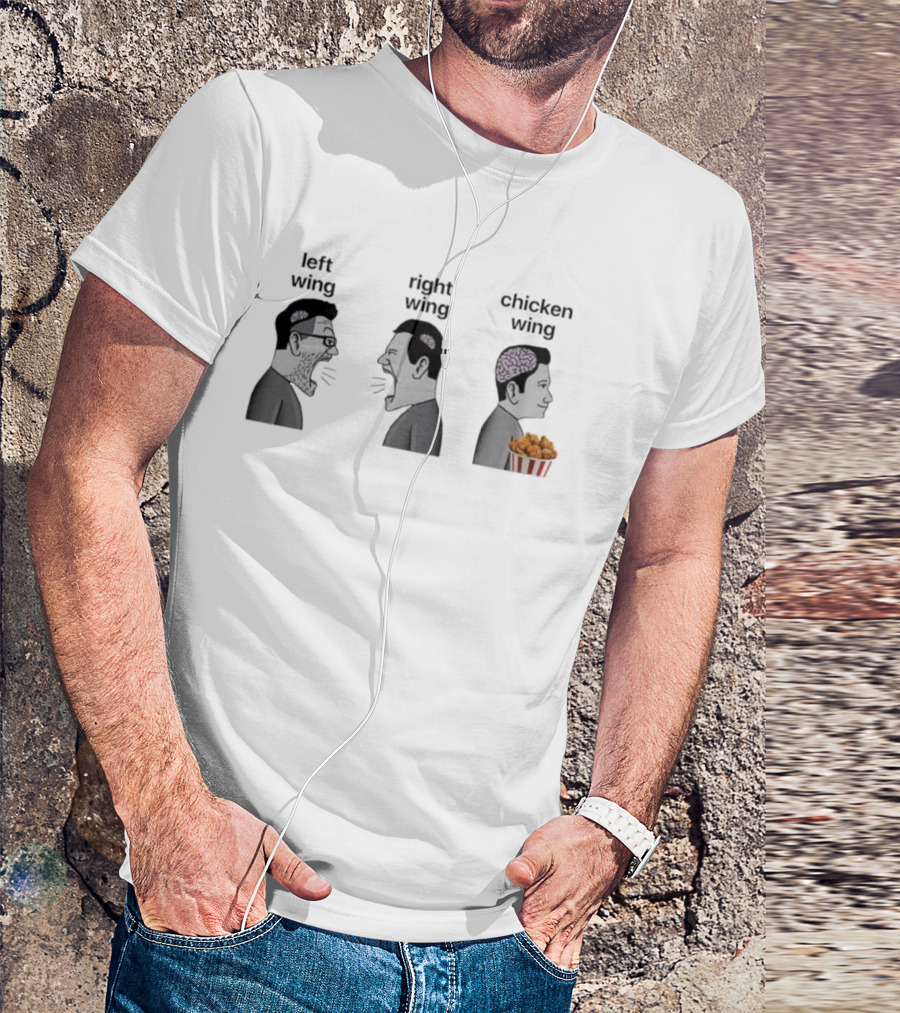 Left Wing Right Wing Chicken Wing Funny Meme Trio T-Shirt