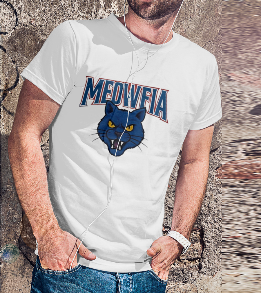 Meowfia Buffalo Bills Big Head Cat Parody T-Shirt
