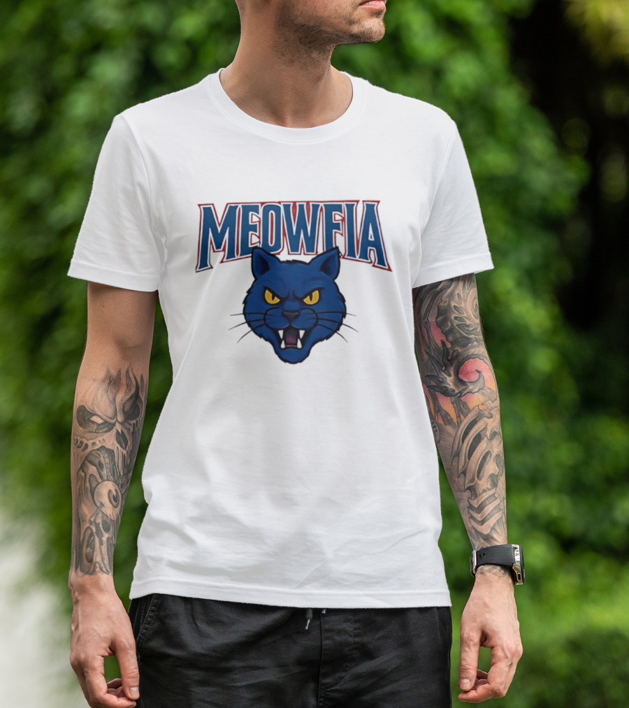 Meowfia Buffalo Bills Big Head Cat Parody T-Shirt