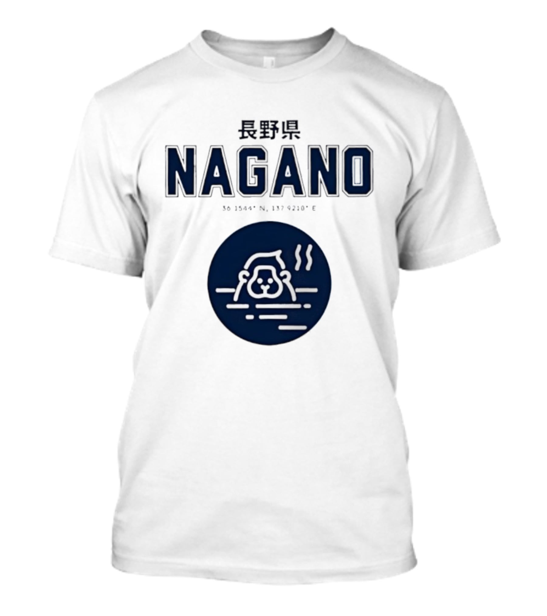Nagano Prefecture Japan Hot Spring Monkey Coordinates 36 39.4 N 137 92.1 E T-Shirt