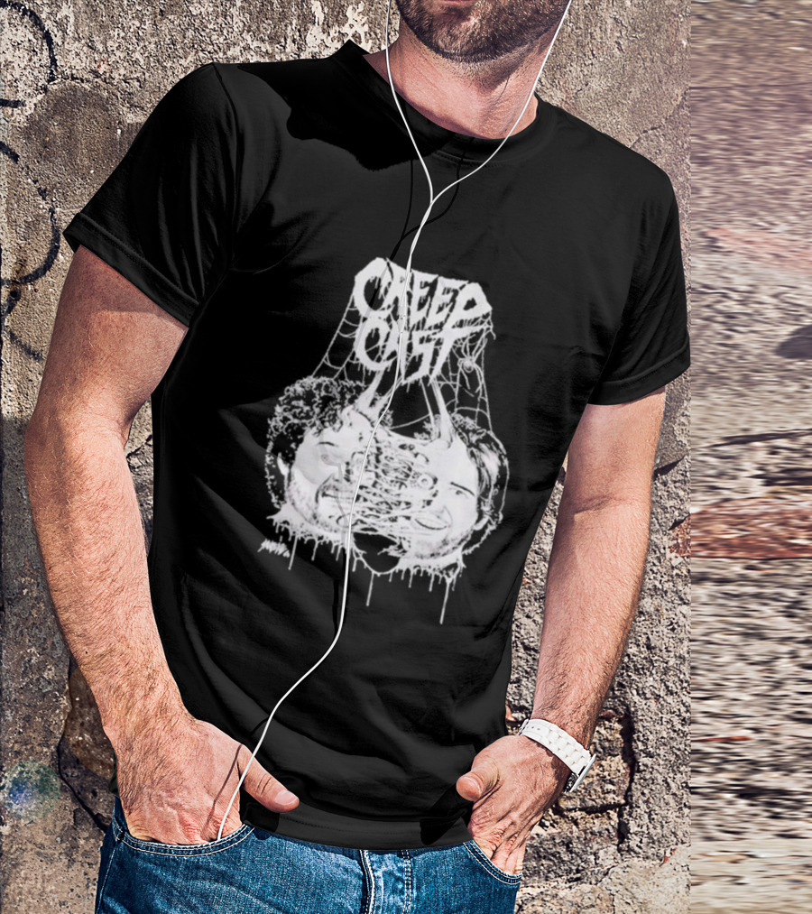 CreepCast Faces Haunted Webs Spooky Vibe T-Shirt