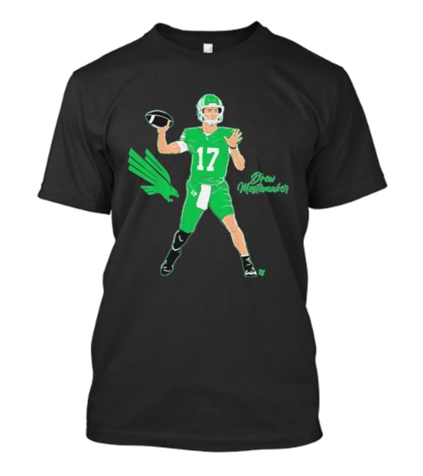 North Texas Mean Green Drew Mestemaker Quarterback 17 Superstar Pose T-Shirt
