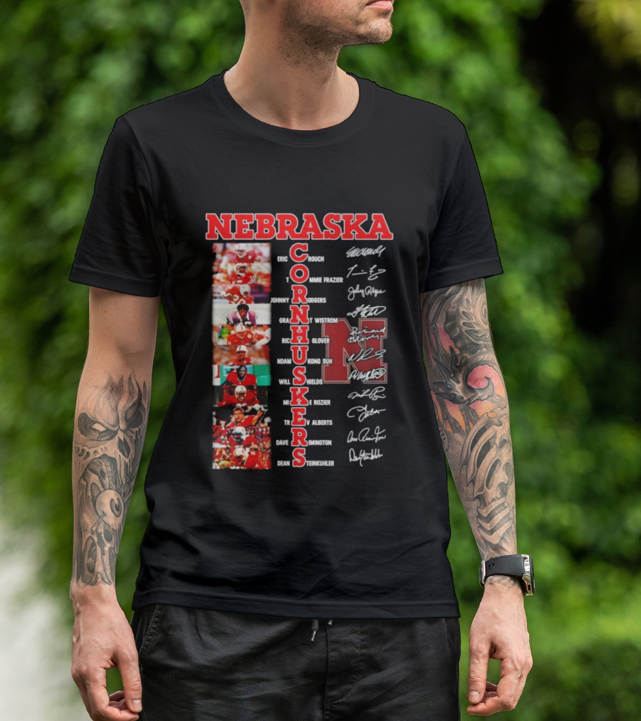 Nebraska Cornhuskers Blackshirts Legends With Signatures And Players T-Shirt