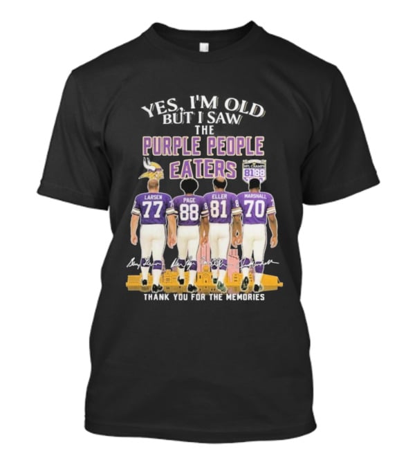 Minnesota Vikings Purple People Eaters Larsen Page Eller Marshall NFL Champs 81 88 Thank You For The Memories T-Shirt