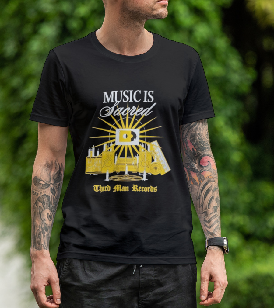 Third Man Records Music Is Sacred Sunburst Keyboard Speaker Icon T-Shirt
