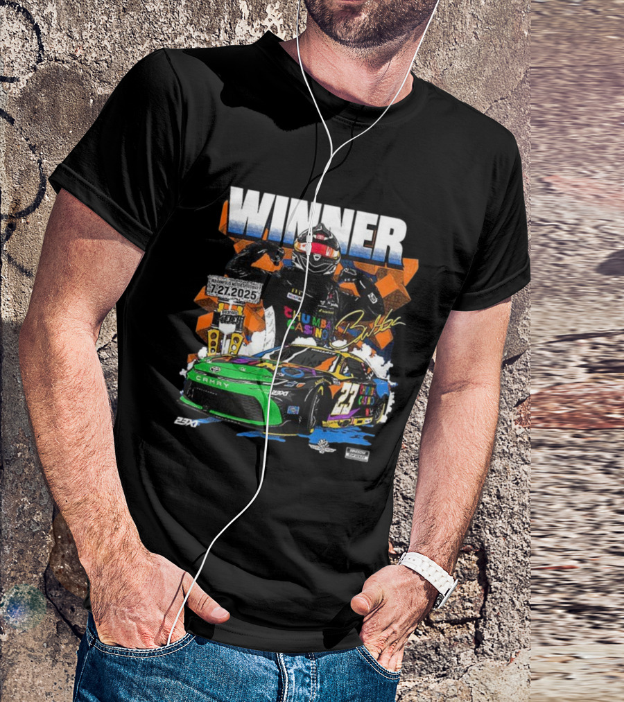 2025 Indianapolis Motor Speedway 23XI Racing Winner Bubba Wallace Signature NASCAR Event T-Shirt