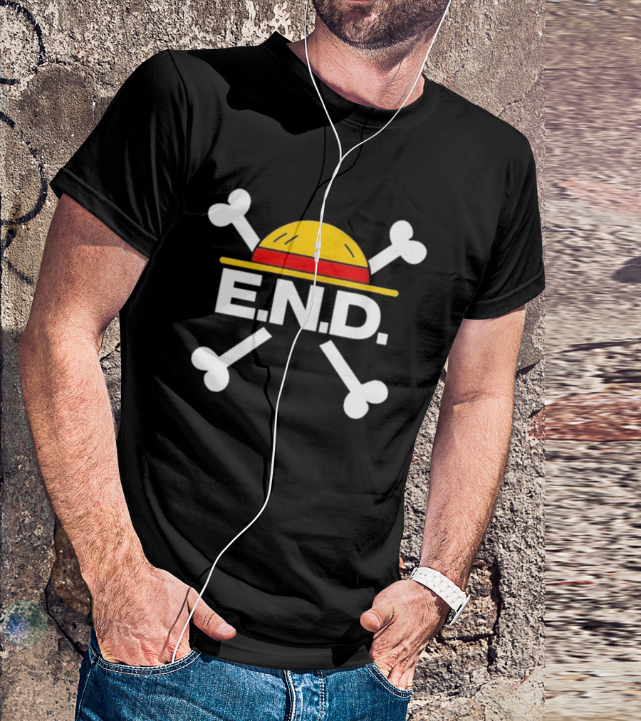 E.N.D. Every Nigga Deserves X One Piece Luffy Straw Hat Crossbones T-Shirt
