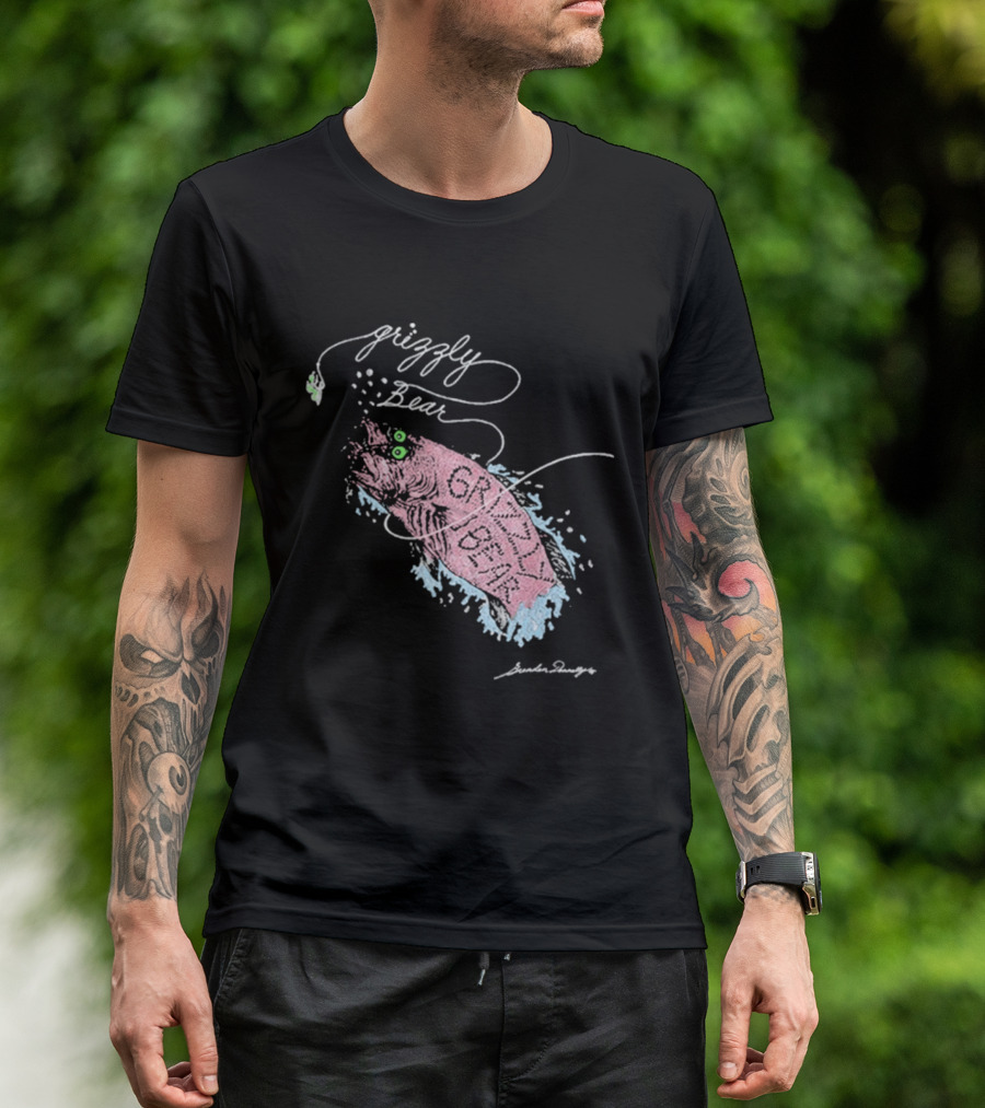 Grizzly Bear Fish Watercolor Art By Skullcandy T-Shirt