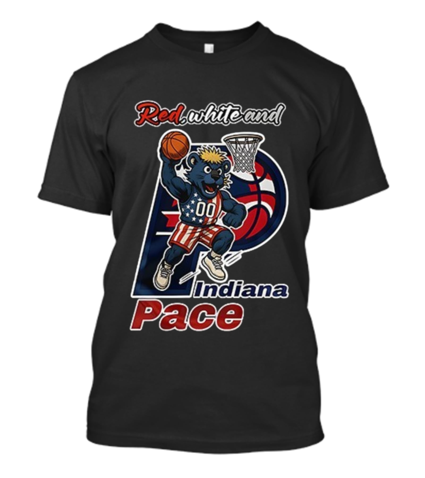 Red White And Indiana Pacers Mascot USA Flag Basketball Player T-Shirt