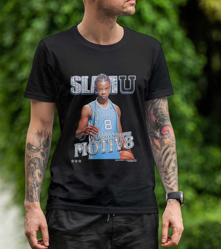 SlamU North Carolina Caleb Wilson Number 8 Motiv8 Basketball T-Shirt