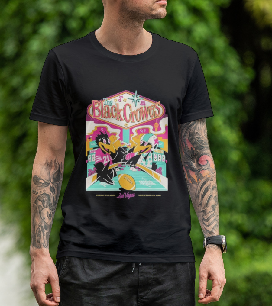 The Black Crowes Las Vegas Feb 2022 Casino Poker Night Football T-Shirt