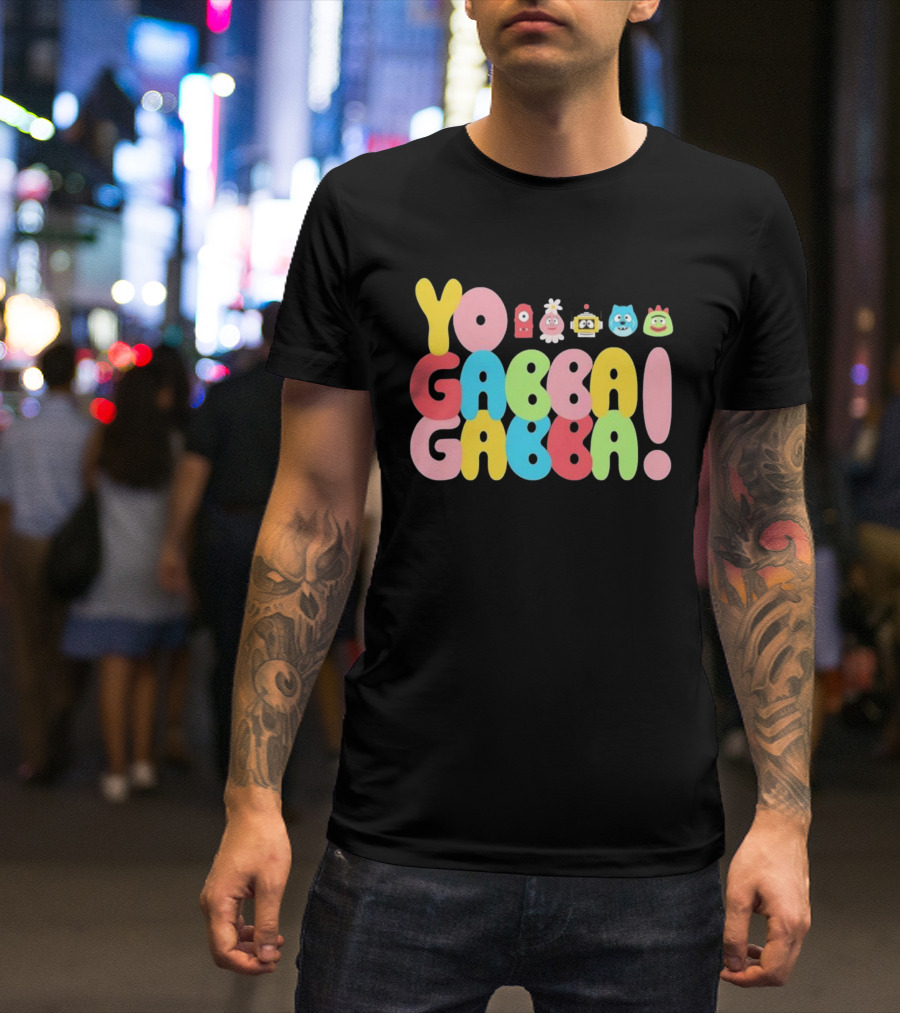 Yo Gabba Gabba Characters Colorful Text T-Shirt