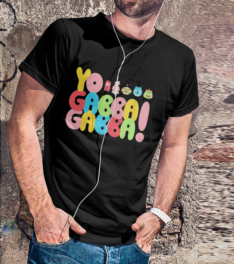 Yo Gabba Gabba Characters Colorful Text T-Shirt