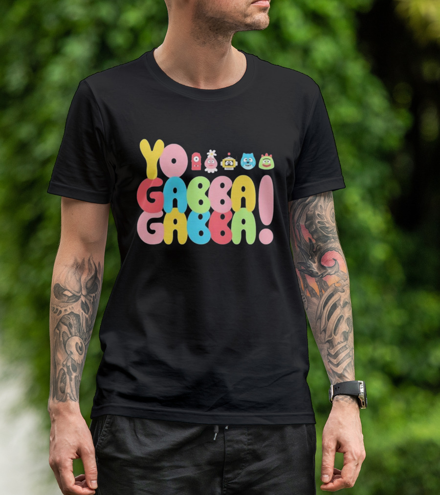 Yo Gabba Gabba Characters Colorful Text T-Shirt