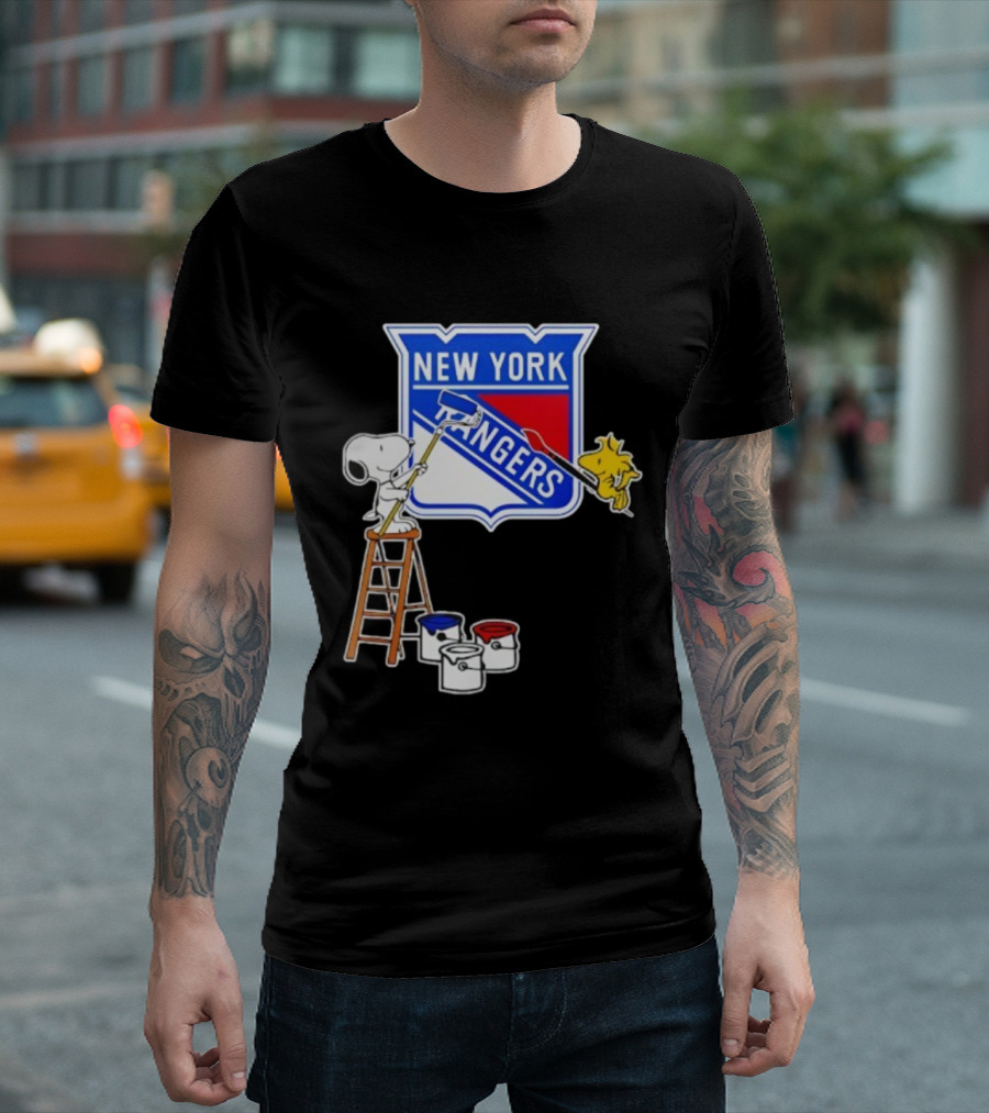 New York Rangers Snoopy Woodstock Painting Collaboration T-Shirt