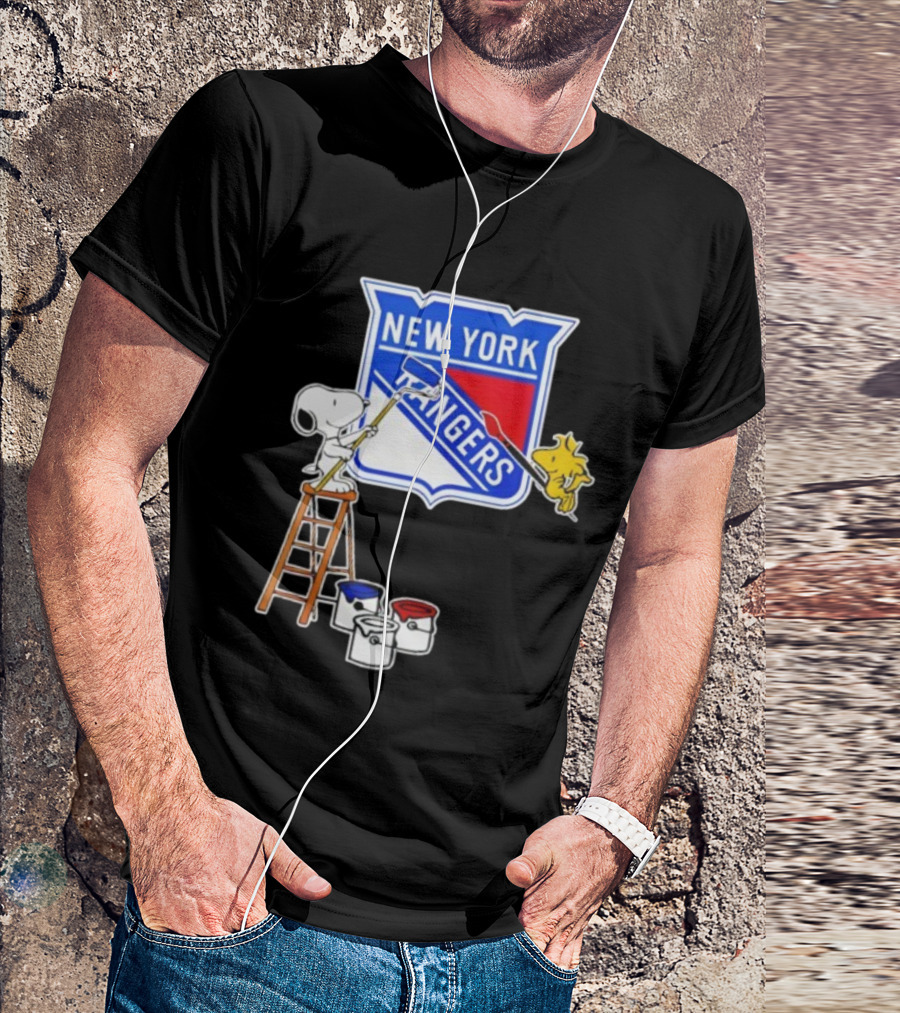 New York Rangers Snoopy Woodstock Painting Collaboration T-Shirt