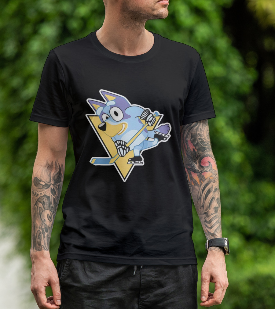 Pittsburgh Steelers Bluey Ice Hockey Crossover T-Shirt