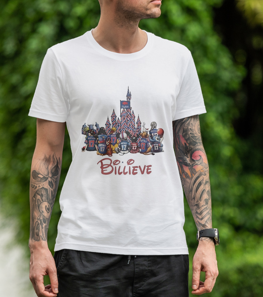 Buffalo Bills Disney Characters Castle Believe Football 17 Jersey T-Shirt
