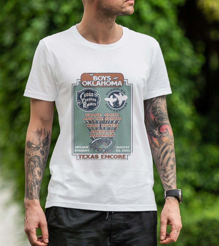The Boys From Oklahoma Cross Canadian Ragweed Turnpike Troubadours Shane Smith And The Saints Waco McLane Stadium August 23 2025 Texas Encore T-Shirt