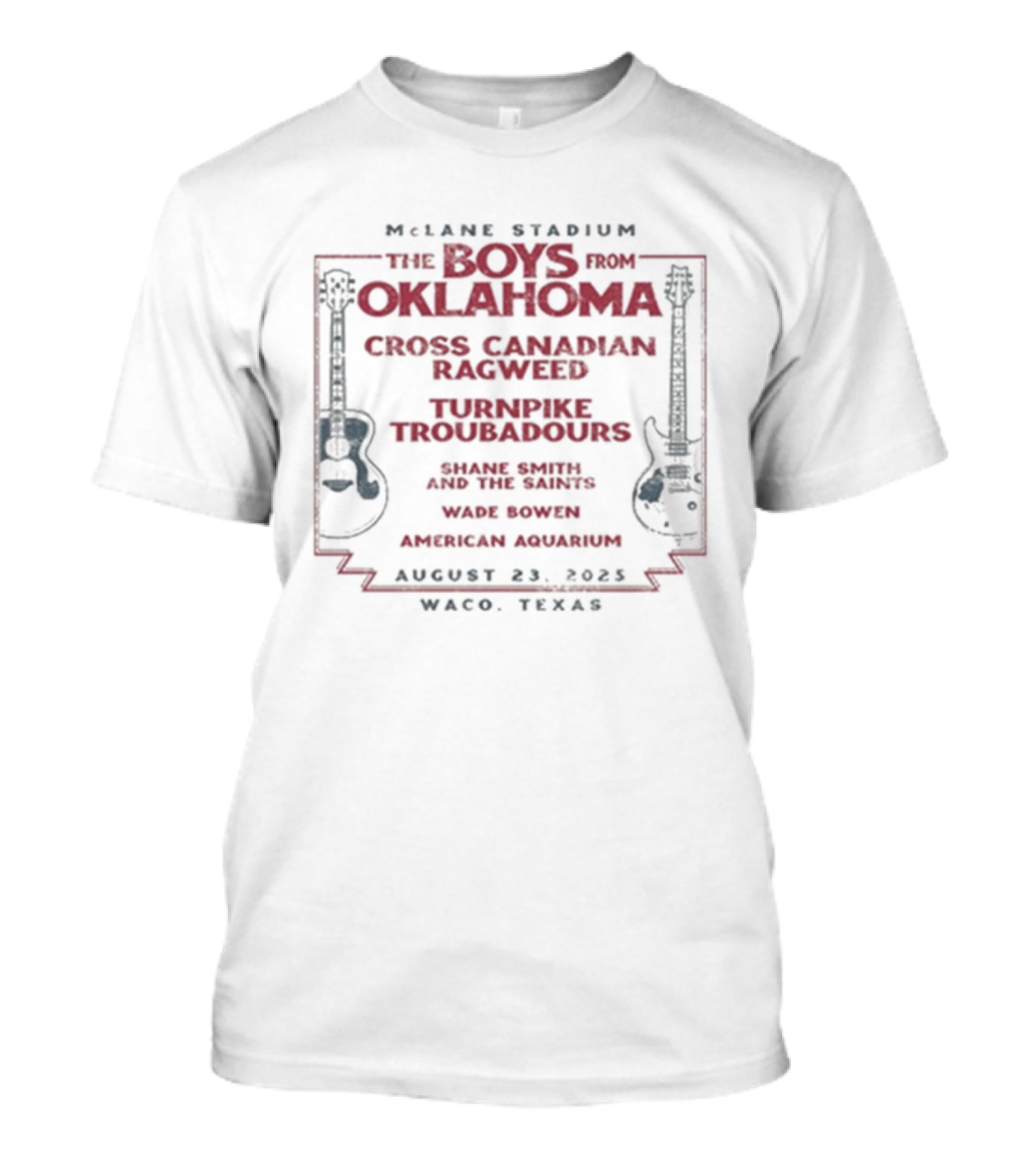 McLane Stadium The Boys From Oklahoma Cross Canadian Ragweed August 23 2025 Waco Texas Music Lineup Concert Event T-Shirt