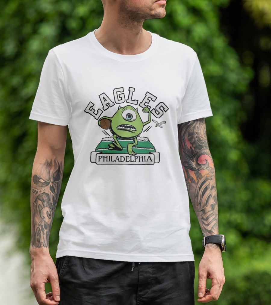 Mike Wazowski Philadelphia Eagles Football Monsters Inc Fusion T-Shirt