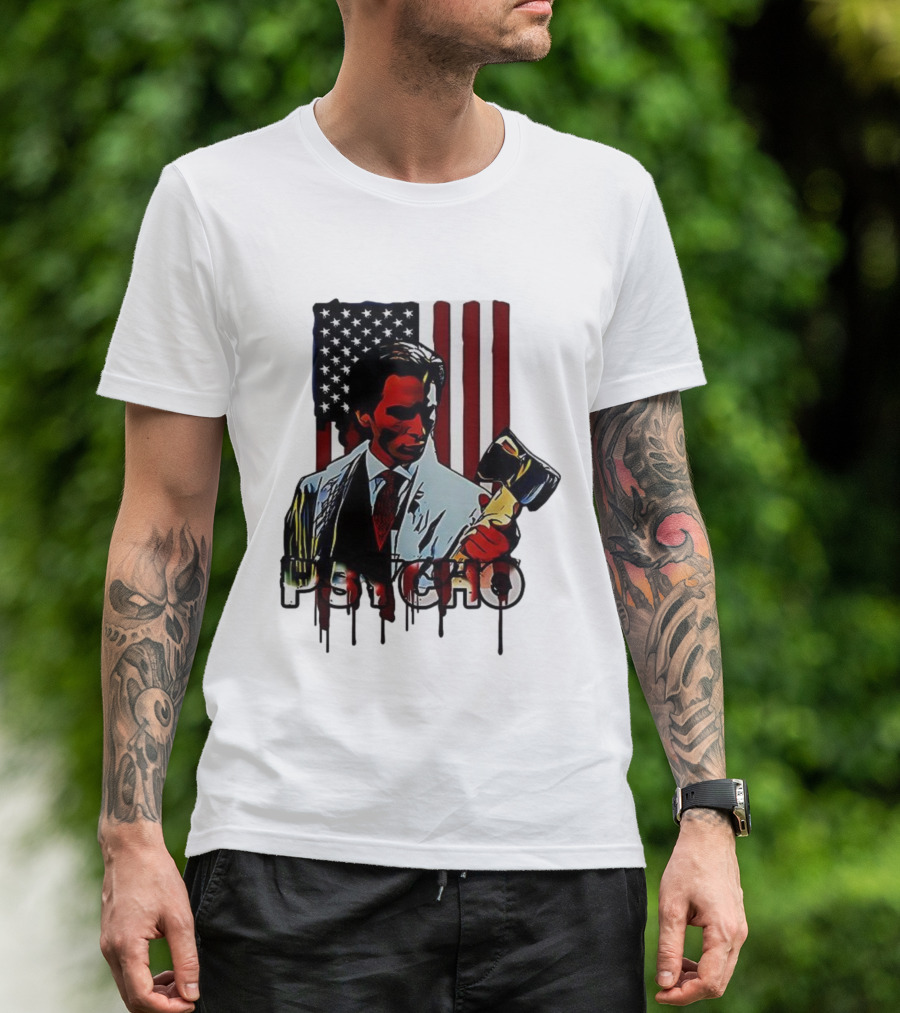 Patrick Bateman Psycho Ax American Flag Iconic Design T-Shirt