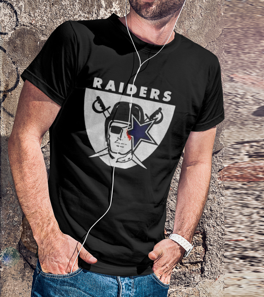 Las Vegas Raiders Dallas Cowboys Bleed Raiders Mashup NFL Logos T-Shirt