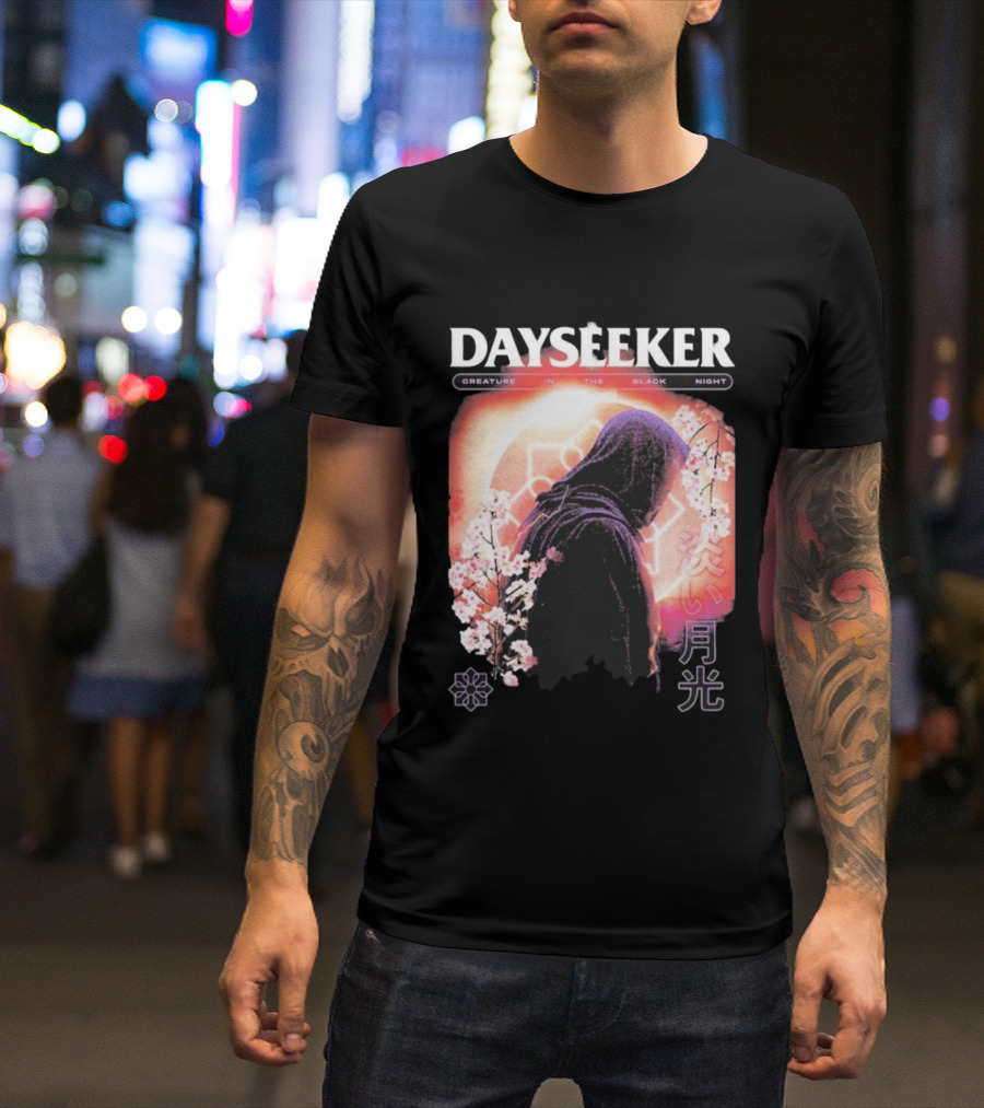 Dayseeker Creature Black Night Cherry Blossom Aesthetic T-Shirt