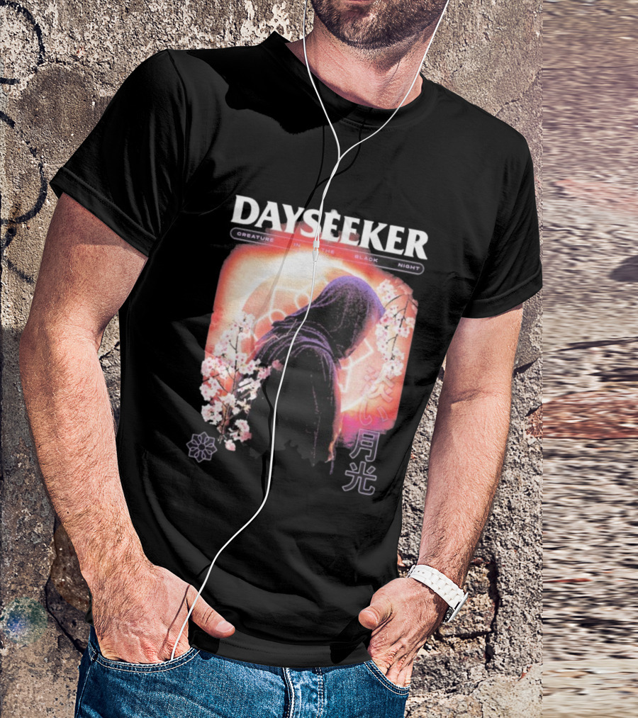 Dayseeker Creature Black Night Cherry Blossom Aesthetic T-Shirt