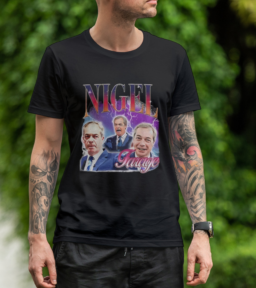 Nigel Farage Lightning Storm Portrait T-Shirt