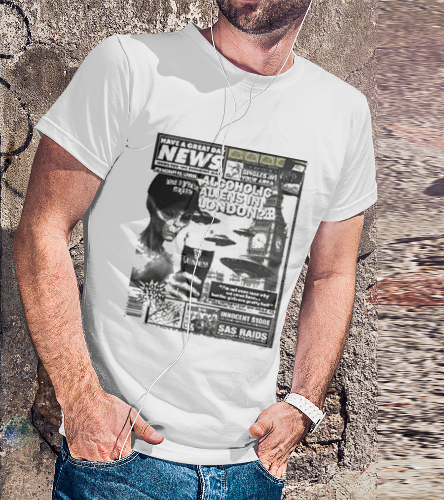Manchester Call News Alcoholic Alien Stunt London 28 Will Mahony T-Shirt