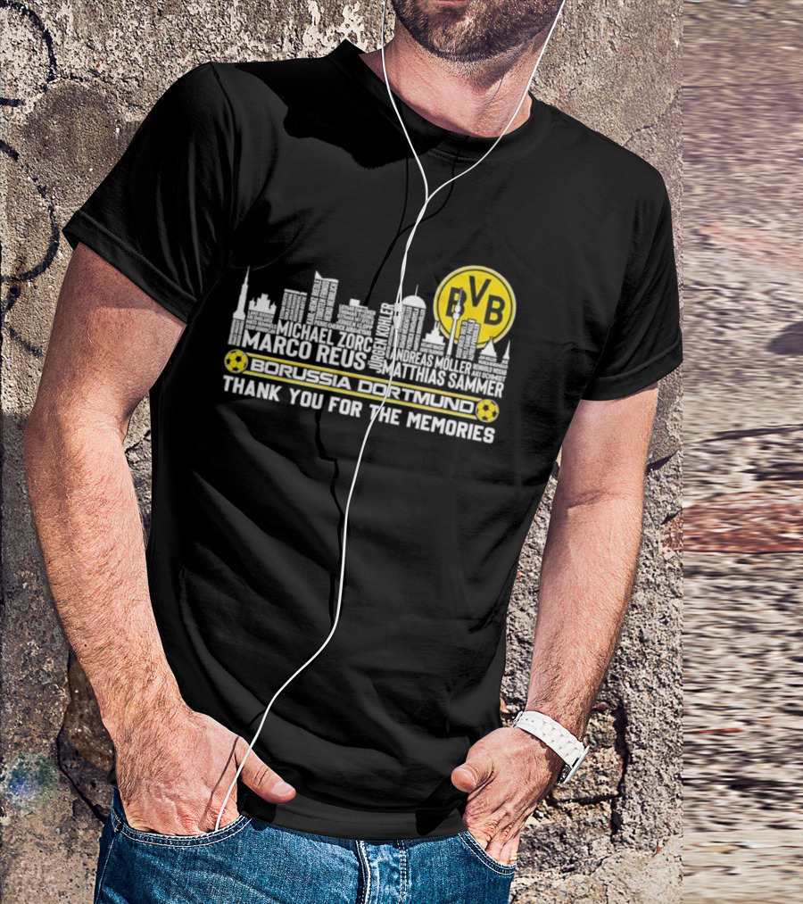 Borussia Dortmund BVB Marco Reus Matthias Sammer Skyline Club Crest Thank You For The Memories T-Shirt