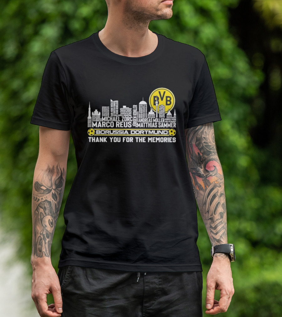 Borussia Dortmund BVB Marco Reus Matthias Sammer Skyline Club Crest Thank You For The Memories T-Shirt